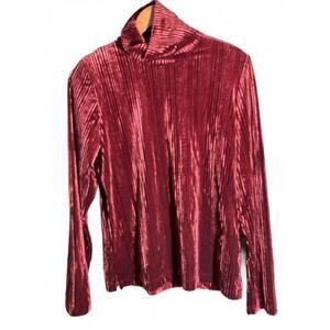 Sno Skins  Cozy Red Velvet Ribbed Turtleneck Top Large